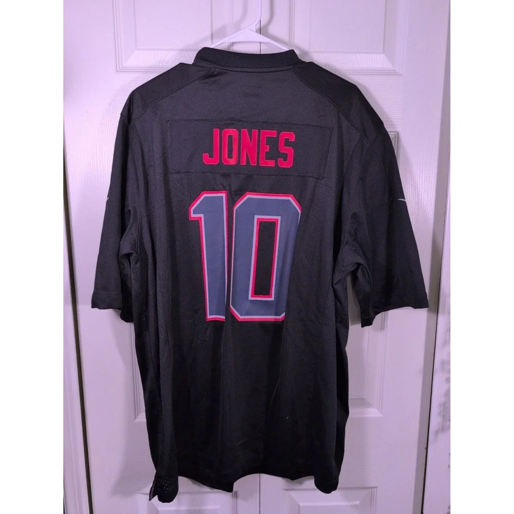 New England Patriots Mac Jones #10 Black Nike On-Field Jersey Men's XL